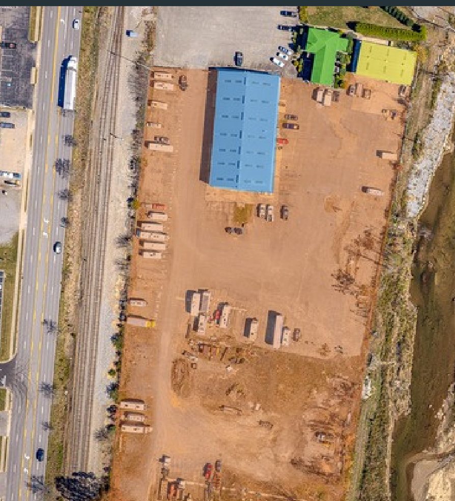 Improvements and truck yard, coded to the schedule at left
