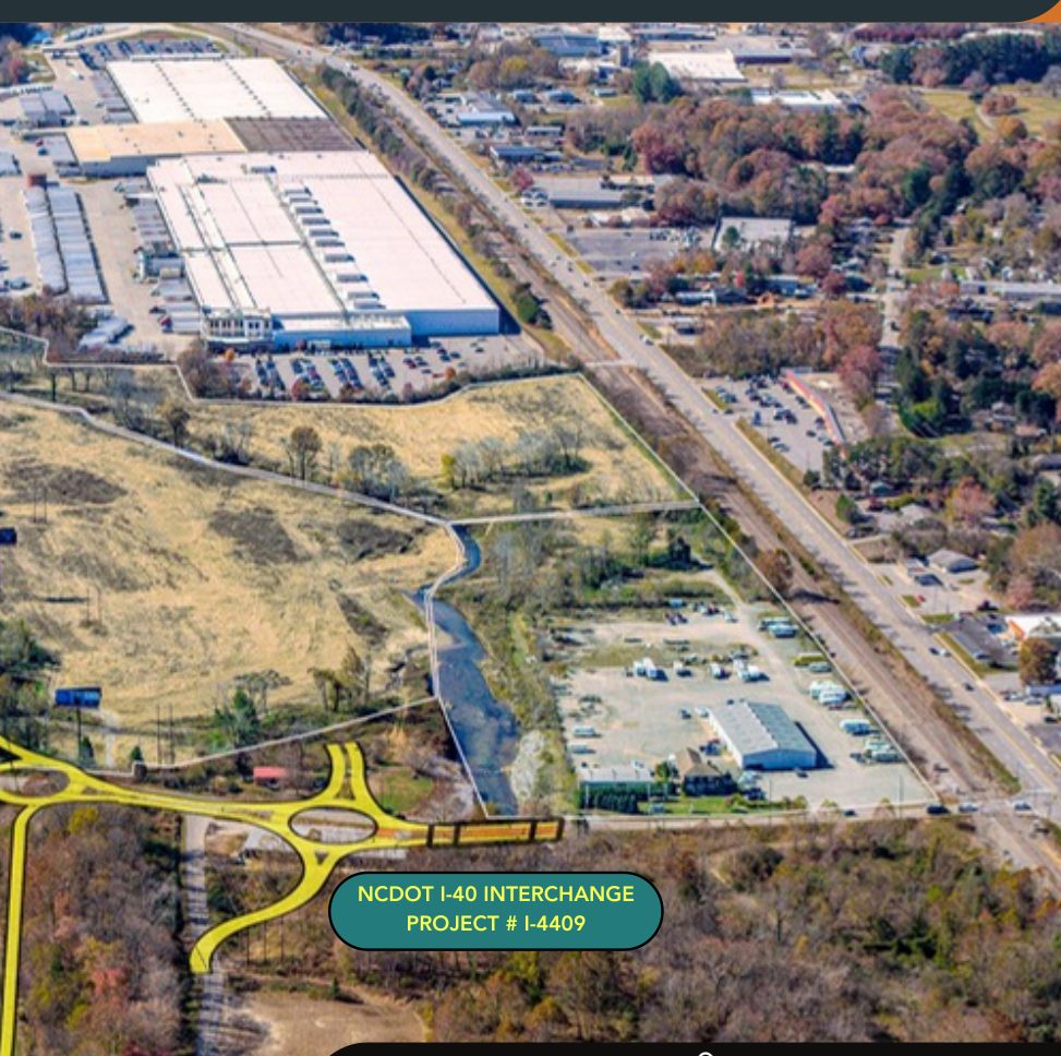 The site in relation to the planned NCDOT interchange
